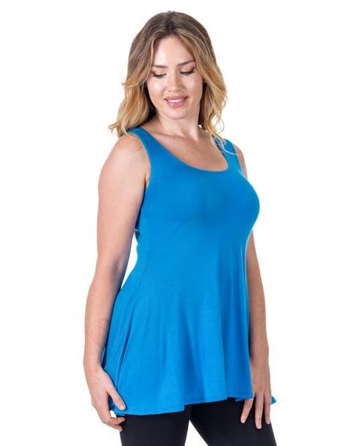 24seven Comfort Apparel Blue Scoop Neck Sleeveless Tunic Top