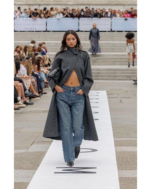 TOPSHOP Red Mock Neck Car Coat