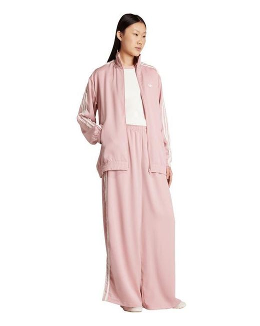 Adidas Pink Ruffle 3-Stripes Satin Track Jacket