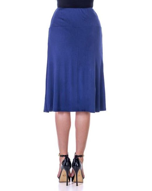 24seven Comfort Apparel Blue A-Line Elastic Waist Knee Length Skirt