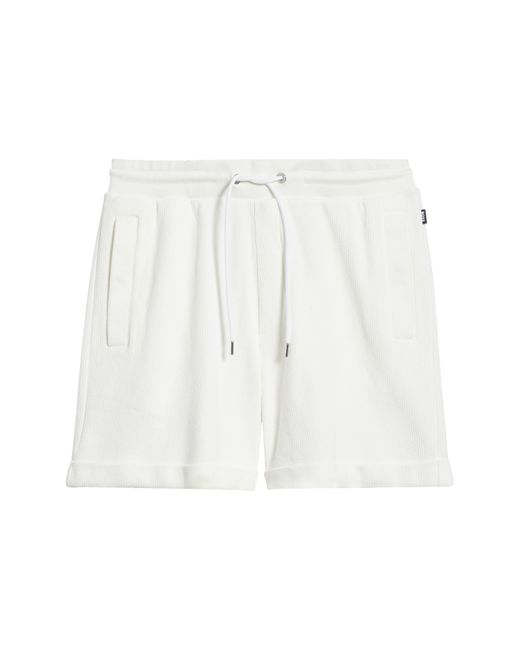 Boss White Lasdun Cotton Gauze Drawstring Shorts for men