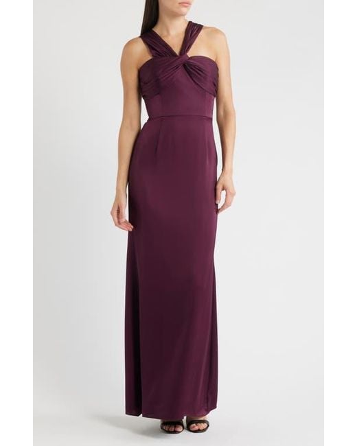 Dress the Population Rosalia Sleeveless Satin Gown in Purple | Lyst