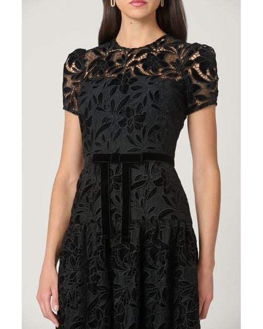 Shoshanna Black Midnight Farah Velvet Lace Dress