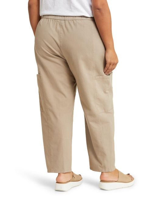 Eileen Fisher Natural Stretch Organic Cotton & Hemp Ankle Lantern Cargo Pants
