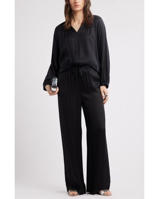 Nordstrom Black Satin Drawstring Pants