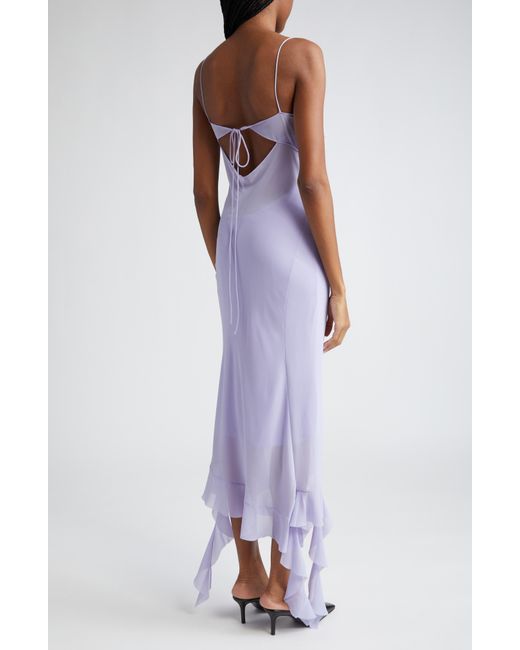 Acne Purple Delouise Asymmetric Ombré Ruffle Chiffon Dress