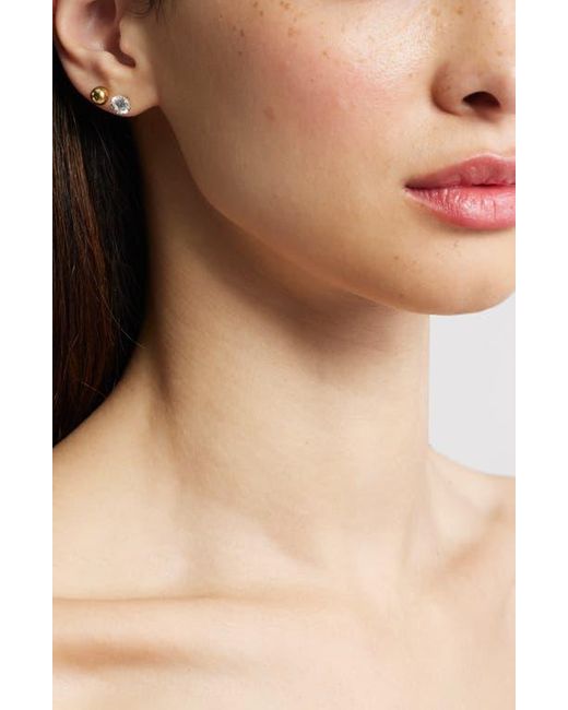 Nordstrom White Set Of 3 Waterproof Cubic Zirconia Assorted Stud Earrings