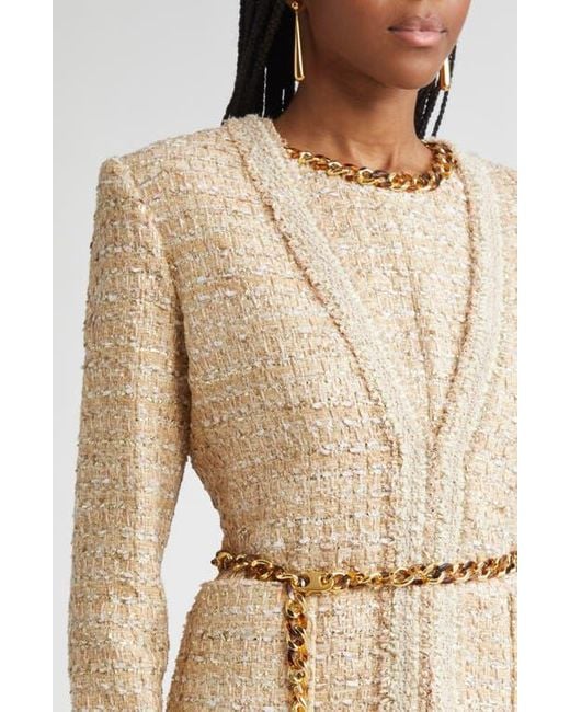 St. John Natural Tweed Jacket With Chain Belt