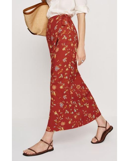 Reformation Red Opal Print Wrap Skirt