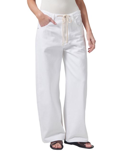 Citizens of Humanity White Brynn Wide Leg Organic Cotton Trouser Jeans