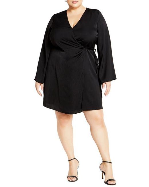 City Chic Women's Black Lenna Long Sleeve Wrap Dress