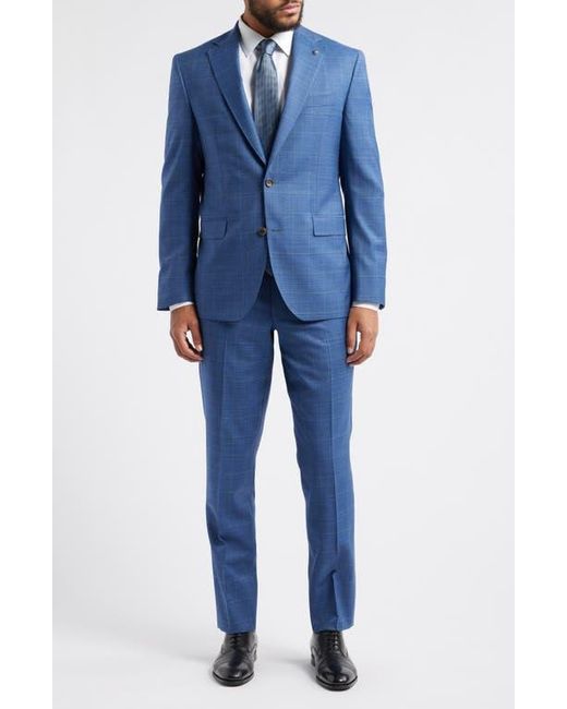 Jack Victor Blue Esprit Mélange Plaid Super 120S Wool Suit for men