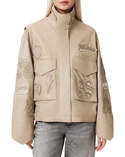 AllSaints Natural Logo Patch Jacket