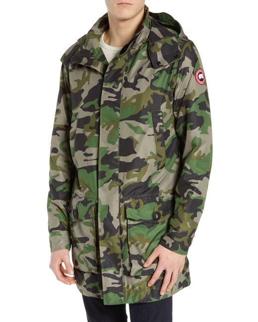 Canada Goose Green Crew Trench Jacket With Removable Hood for men