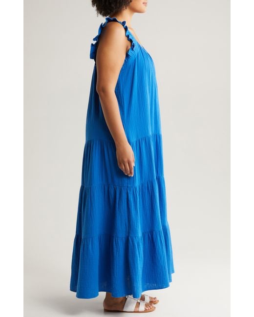 Caslon Blue Caslon(r) Ruffle Strap Maxi Dress