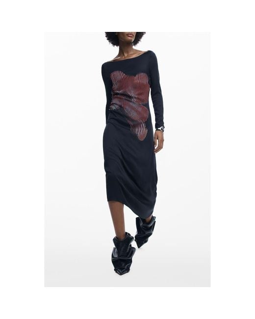 desigual dress long sleeve Desigual, Long-Sleeve Midi Dress, Viscose, Green, M