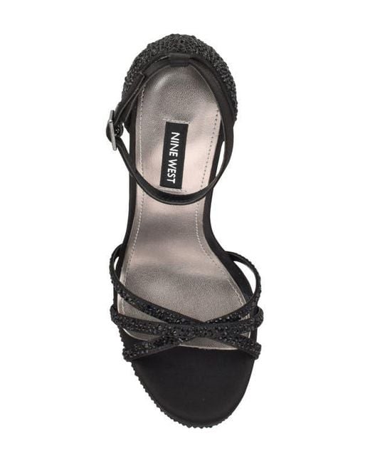 Nine West Black Lartay Platform Ankle Strap Sandal