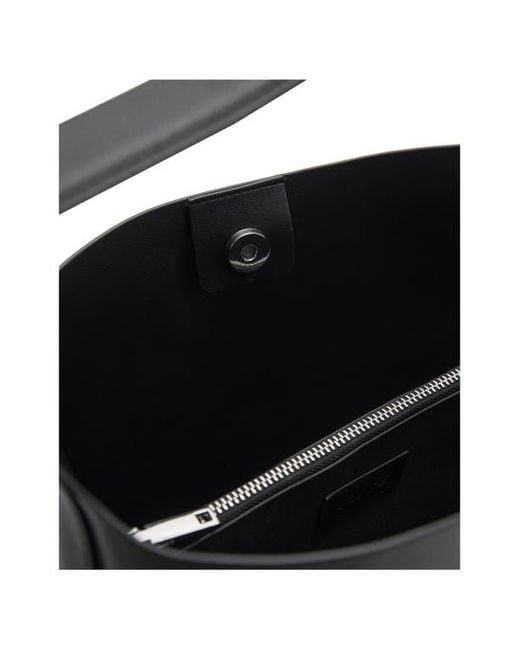 Mango Black Buckle Faux Leather Shopper Bag