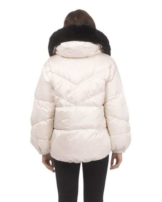 Gorski White Apres-Ski High-Low Jacket With Detachable Trim