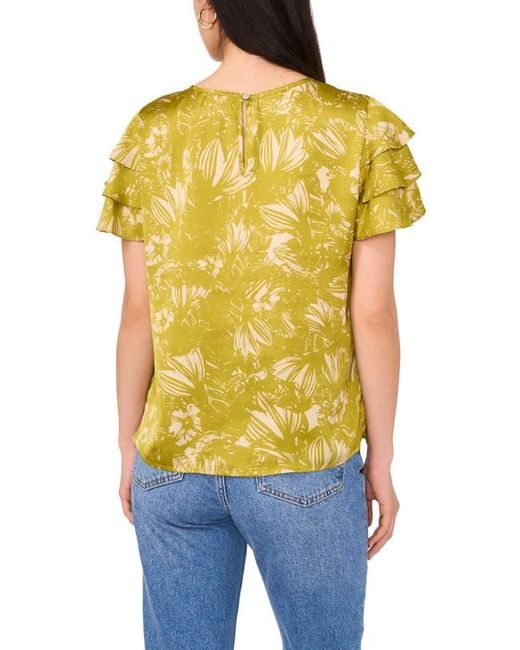 Vince Camuto Blue Tiered Ruffle Sleeve Top