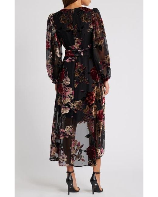 Eliza J Floral Burnout Long Sleeve High Low Cocktail Dress in Black Lyst