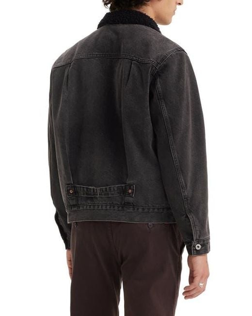 Levi's Black Type I Fleece Collar Trucker Jacket for men