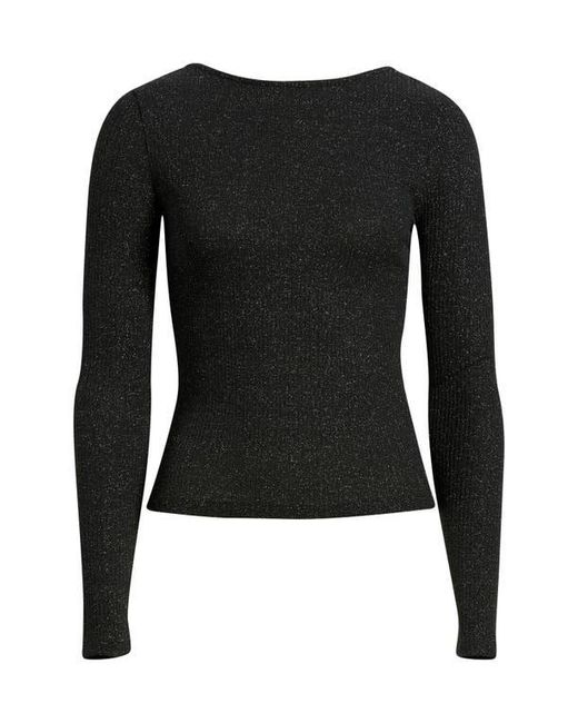 Madewell Black Sparkle Scoop Back Long Sleeve Top