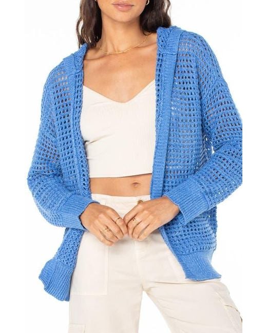 Roxy Blue Thea Open Stitch Cotton Hoodie Cardigan