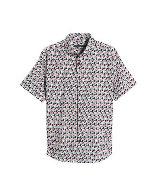 Stone Rose White Zebra Short Sleeve Trim Fit Button-up Shirt for men