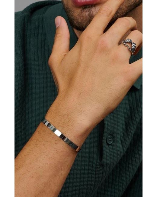 Nialaya White Open Cuff Bangle for men