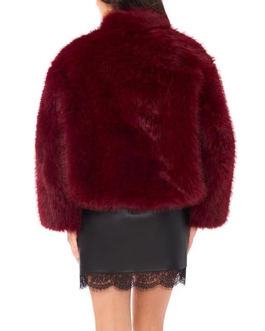 Vince Camuto Red Stand Caollar Faux Fur Jacket