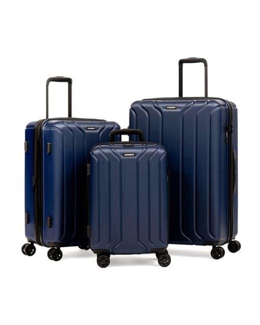 NONSTOP Blue New York 3-Piece Expandable Spinner Luggage Set And 3-Piece Packing Cube Set