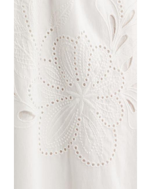 Rails White Fawn Eyelet Embroidered Smocked Waist Cotton Sundress
