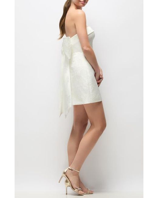 The Dessy Group Clarissa Floral Jacquard Strapless Cocktail Minidress in  White | Lyst
