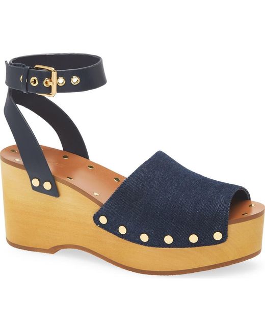 Madewell Blue The Anouk Denim Platform Clog Sandal