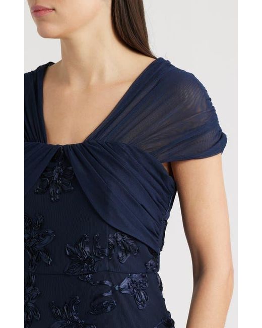 JS Collections Blue Carolina Floral Embroidered Gown