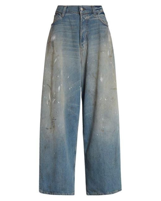 Acne Blue 2023 Paint Splatter Baggy Wide Leg Jeans