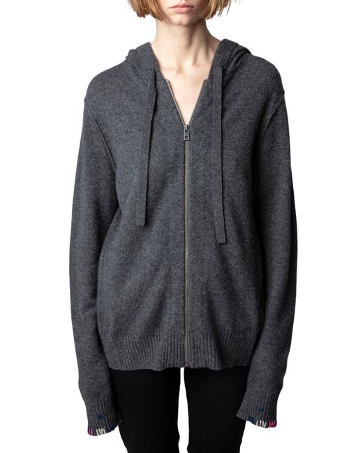 Zadig & Voltaire Cassy Cashmere Hoodie in Gray | Lyst