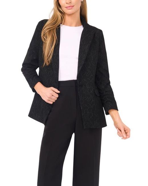 Halogen® Black Scribble Print Scrunch Sleeve Blazer