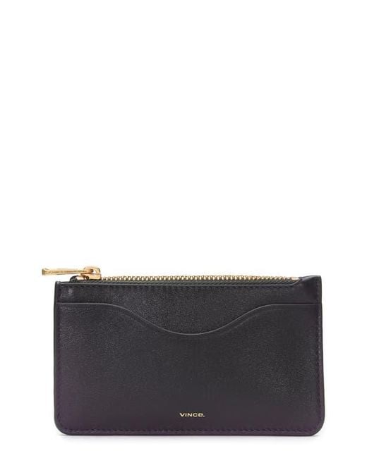 Vince Gray Leather Zip-Top Card Case