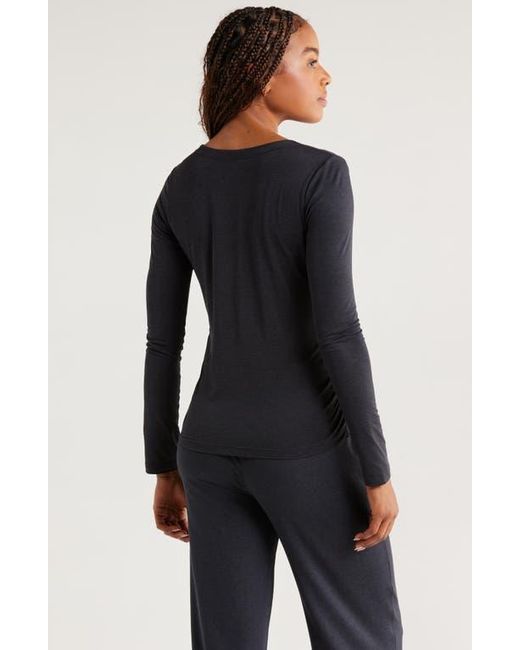 Zella Black Restore Soft Lite Ruched Long Sleeve T-Shirt