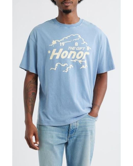 Honor The Gift Blue The Clouds Cotton Graphic T-Shirt for men