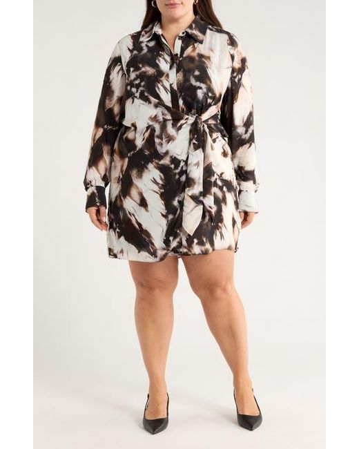Nordstrom Black Long Sleeve Faux Wrap Dress