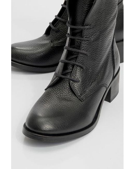 Forever & Always Shoes Black Lana Leather Block Heel Boot