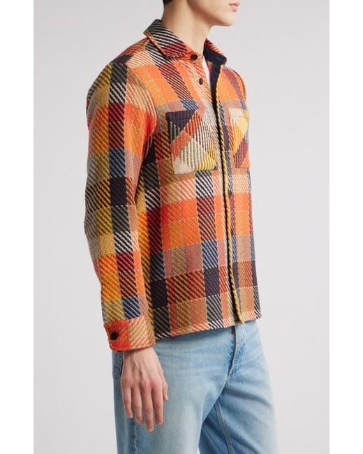 Wax London Orange Whiting Plaid Cotton Blend Overshirt for men
