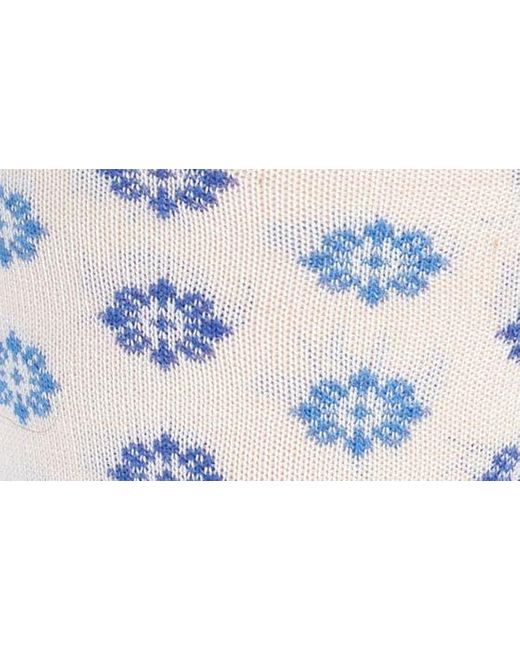 Bugatchi Blue Floral Mercerized Cotton Blend Dress Socks for men