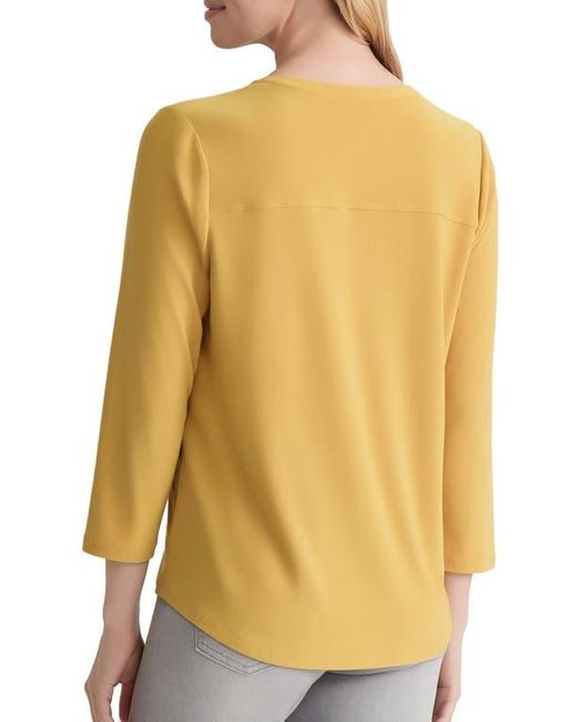 Jones New York Yellow Patch Pocket Crepe Popover Top