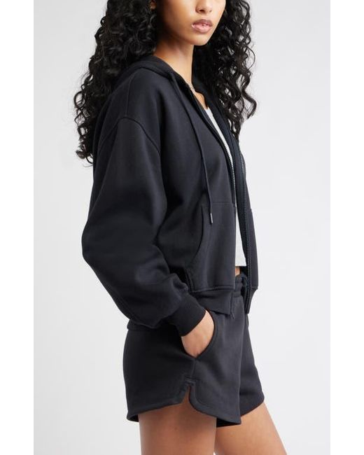 BP. Black Relaxed Cotton Blend Zip Hoodie