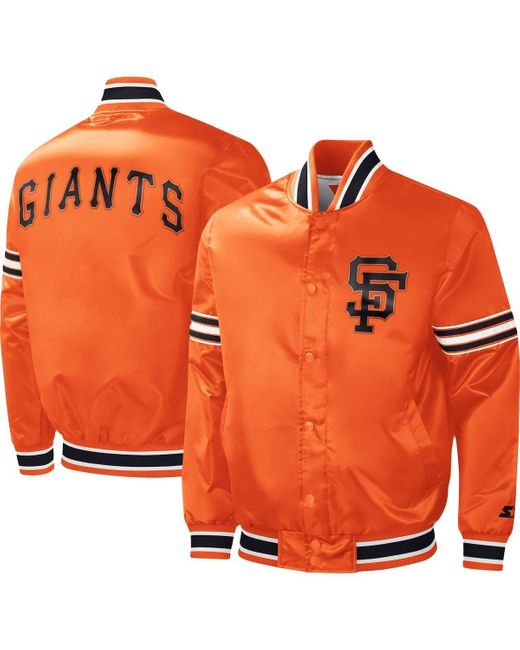 Starter San Francisco Giants Slider Satin Fullsnap Varsity Jacket At Nordstrom in Orange for