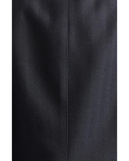 Tom Ford Black Sharp Herringbone Double Breasted Virgin Wool Jacket